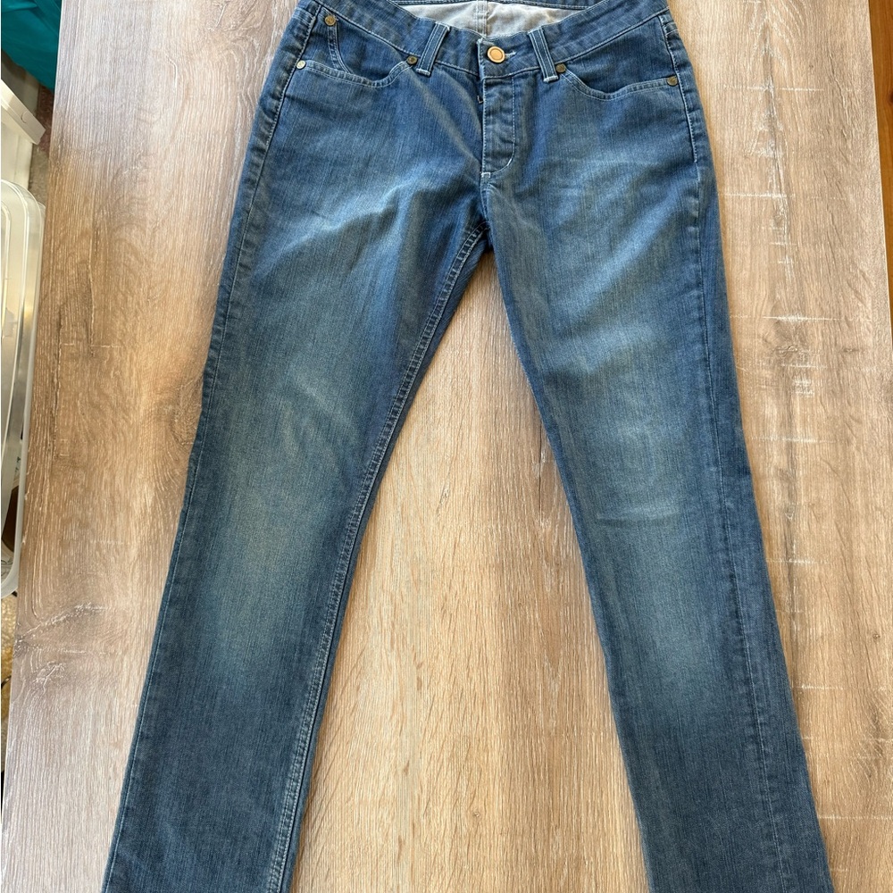 Superfine Straight Leg Jeans Womens 27 Blue Cotton Tencel Low Rise Made in Italy - Picture 3 of 9
